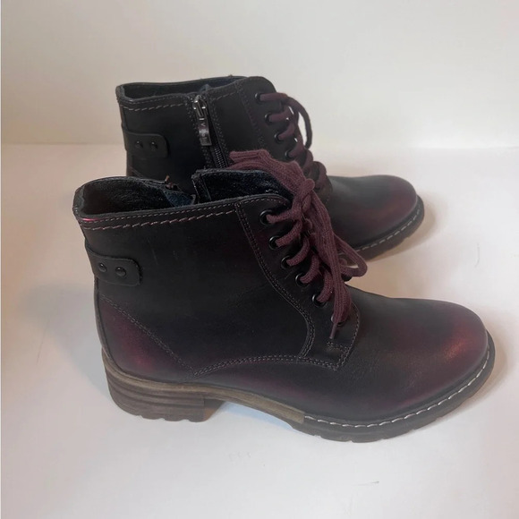V Italia Red/Black Metallic combat boots 37 - Picture 3 of 9